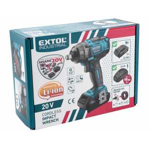 Uťahovák rázový aku 20V, 1xakumulátor 2Ah Li-ion, EXTOL INDUSTRIAL 8791810