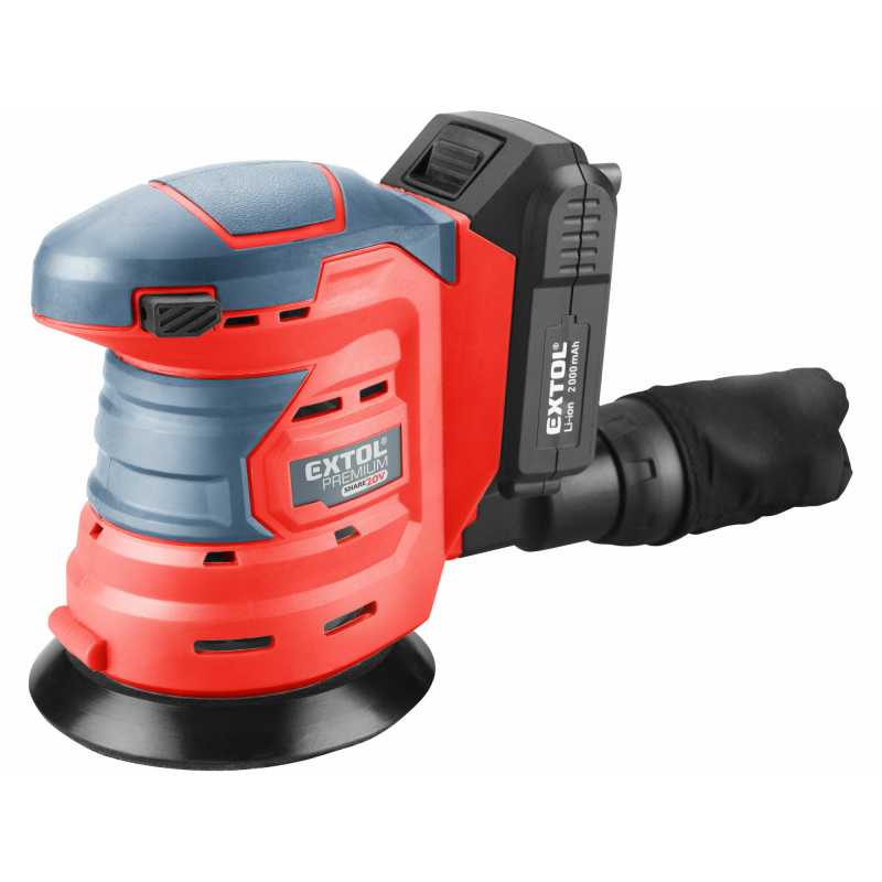 Brúska excentrická aku 20V, 1x akumulátor, 125mm, EXTOL PREMIUM 8891846