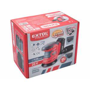 Brúska excentrická aku 20V, 1x akumulátor, 125mm, EXTOL PREMIUM 8891846