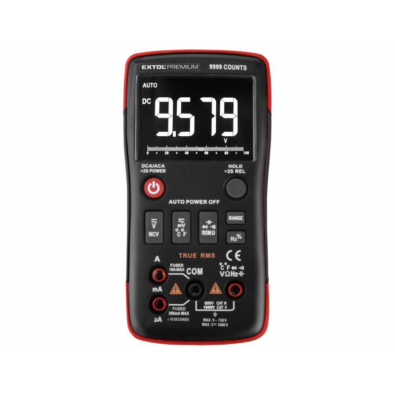 Multimeter digitálny automatický,True RMS, max. 1000V (10A) AC/DC, Extol Premium 8831251