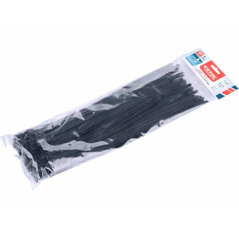 Pásky sťahovacie čierne, rozpojiteľné, 7,2x400mm, 100ks, nylon PA66, EXTOL PREMIUM 8856261