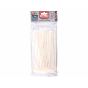 Pásky sťahovacie biele, 3,6x205mm, 100ks,  EXTOL PREMIUM, 8856222