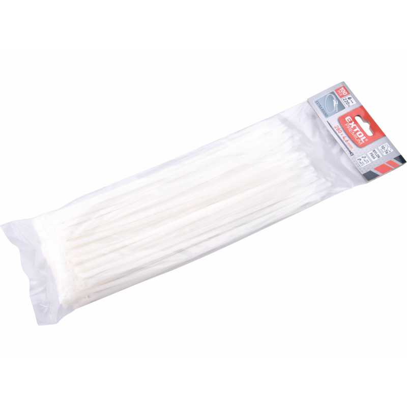 Pásky stahovací bílé, 4,6x280mm, 100ks, EXTOL PREMIUM, 8856224