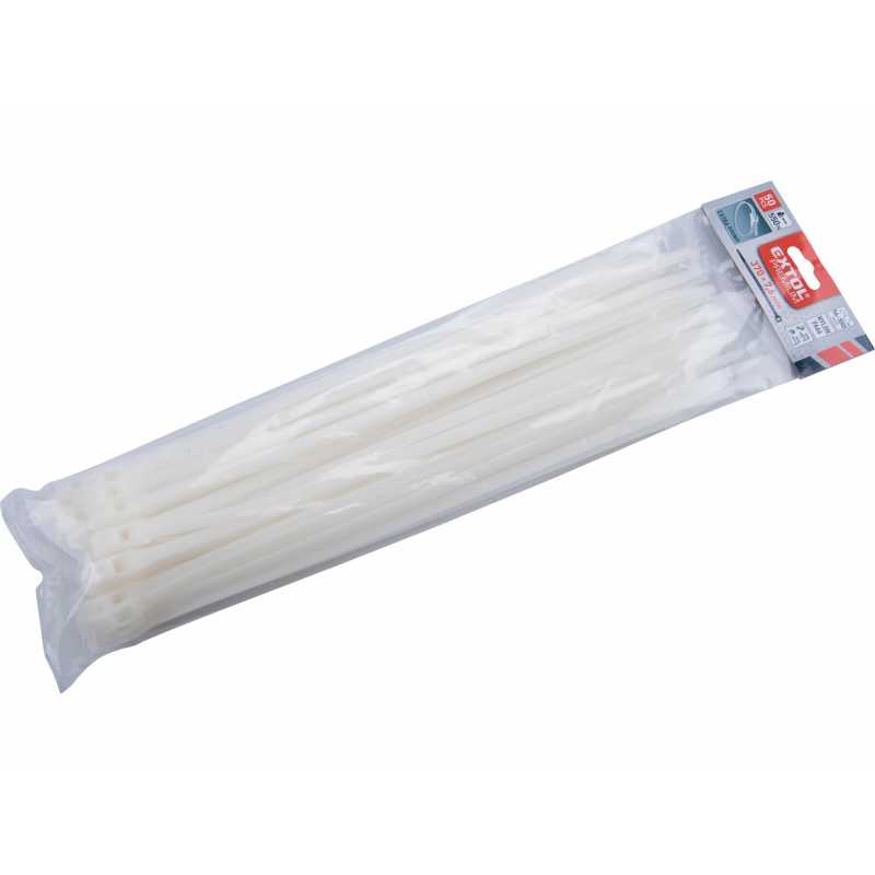 Pásky sťahovacie biele, 7,6x370mm, 50ks, EXTOL PREMIUM, 8856228