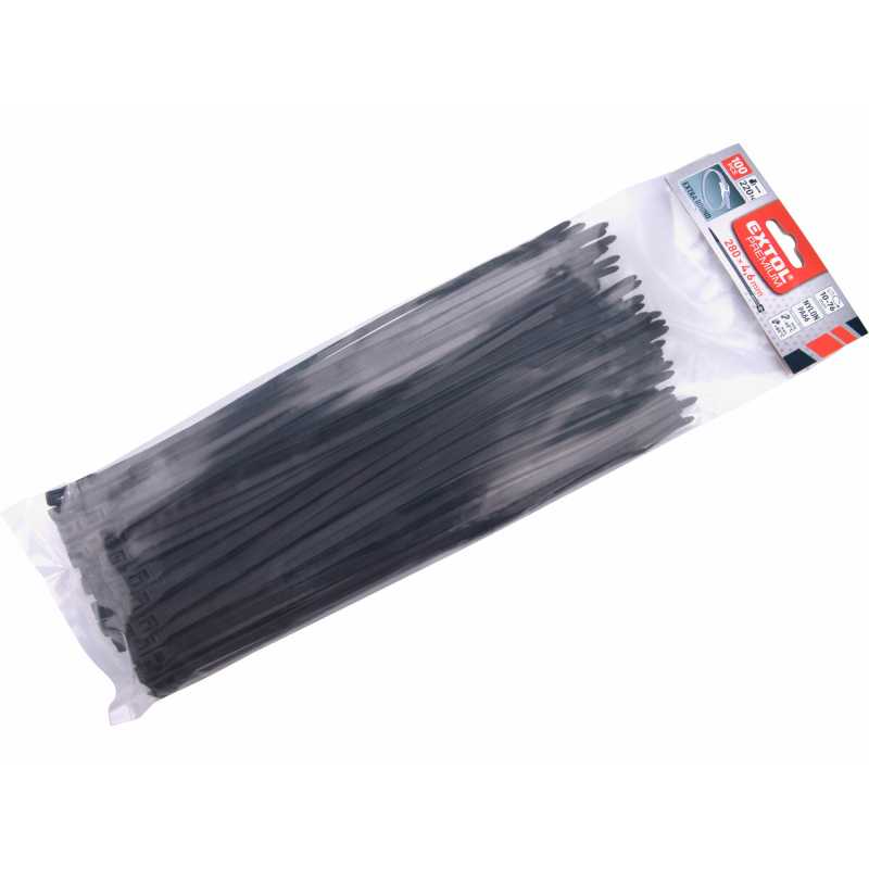 Pásky sťahovacie čierne, 4,6x280mm, 100ks, EXTOL PREMIUM, 8856234