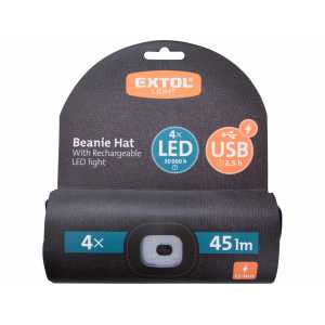 Čiapka čierna s čelovým svetlom, EXTOL LIGHT 43199