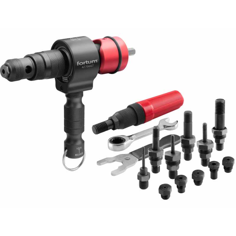 Nadstavec na nitovanie 2v1 nity 2,4-6,4mm matice M3-M12, FORTUM 4770667