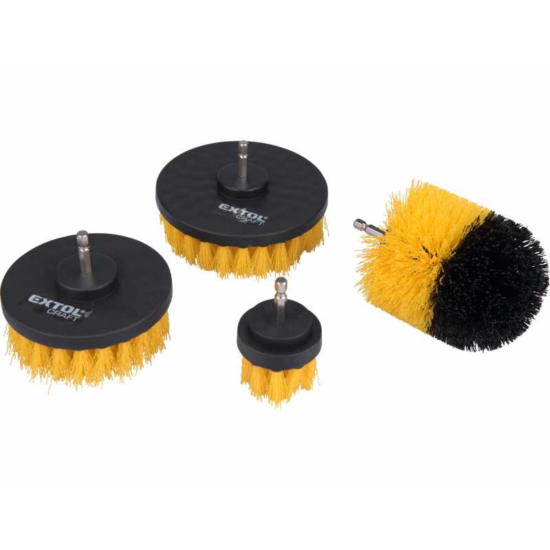 Kefy čistiace so 1/4" stopkou do vŕtačky, 4ks, EXTOL CRAFT 904000