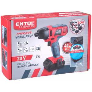 Uťahovák rázový akumulátorový 20V, 180Nm, EXTOL PREMIUM 8891813