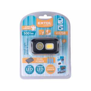 Čelovka 500lm, nabíjateľná s pohybovým senzorom, EXTOL LIGHT 43185