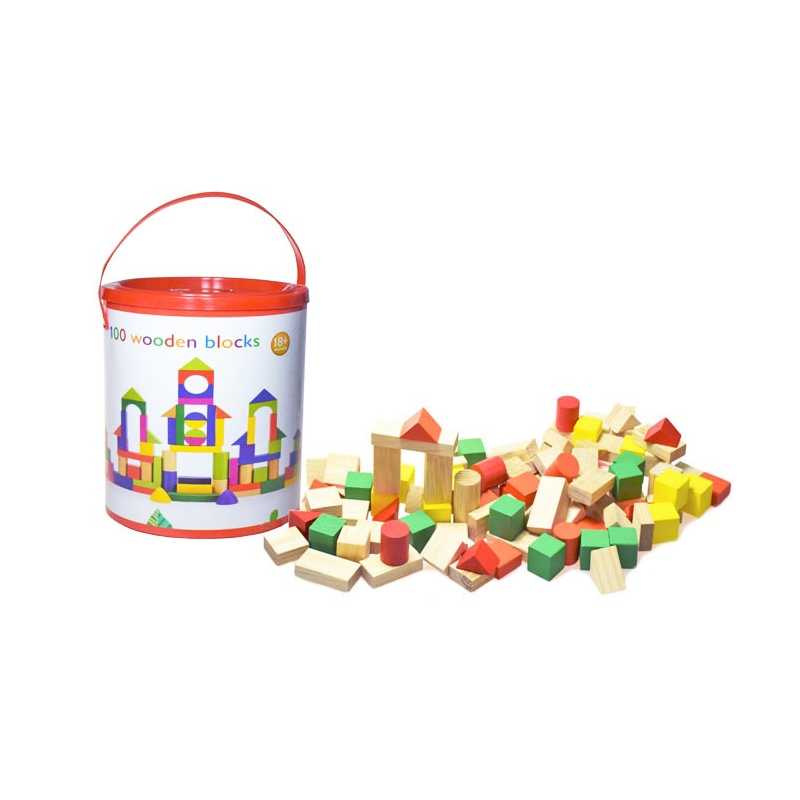 Drevené kocky 100ks v kýbliku