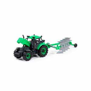 Traktor Progress s pluhy na setrvačník zeleny
