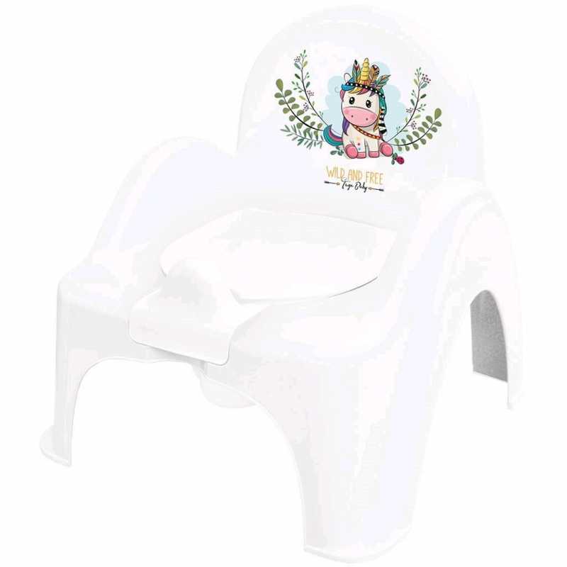 Hrající dětský nočník s poklopem Wild & Free jednorožec bílý
