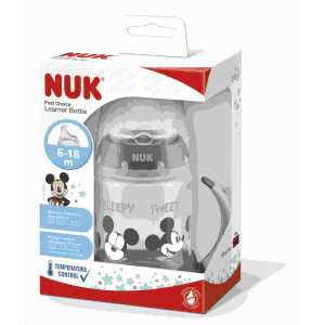 Dojčenská fľaša na učenie NUK Disney Mickey s kontrolou teploty 150 ml sivá