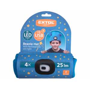 Čiapka modrá detská s čelovým svetlom, EXTOL LIGHT 43459