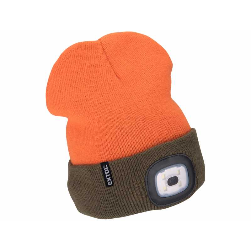 Čiapka oranžová/kaki zelená s čelovým svetlom, EXTOL LIGHT 43460