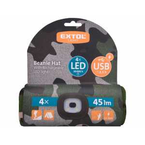 Čiapka maskáčová s čelovým svetlom, EXTOL LIGHT 43464