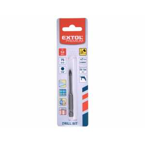 Vrták do skla a keramiky 5mm, šestihranná 1/4" stopka, EXTOL PREMIUM 8801885