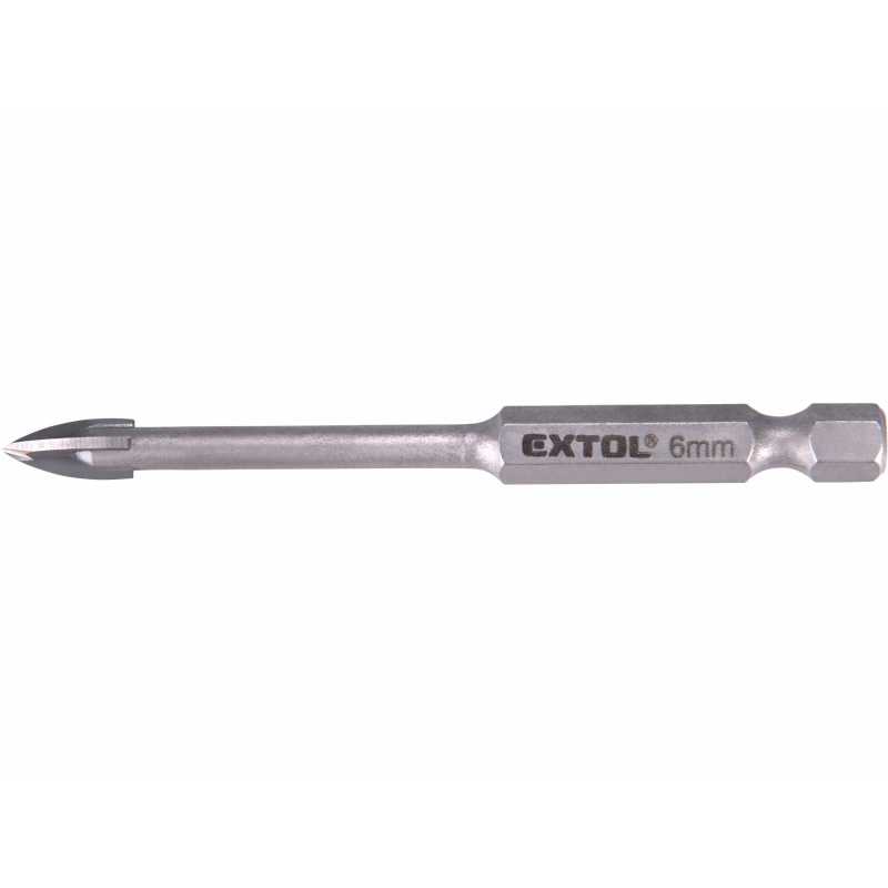 Vrták do skla a keramiky 6mm, šestihranná 1/4" stopka, EXTOL PREMIUM 8801886