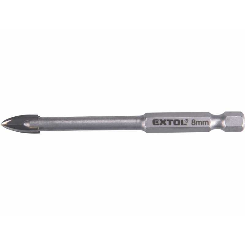 Vrták do skla a keramiky 8mm, šestihranná 1/4" stopka, EXTOL PREMIUM 8801888