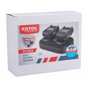 Nabíjačka akumulátorov Share20V, 2 aku, 2x 3,5A, pre 88918XX, 87918XX, EXTOL PREMIUM 8891894