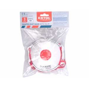 Respirátory FFP3 3ks, s výdychovým ventilom, Extol Premium 8856734
