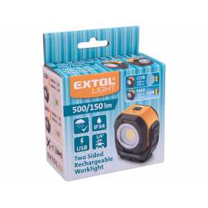 Svítilna oboustranná nabíjecí, 500lm, magnet, hák, závit, EXTOL LIGHT 43271