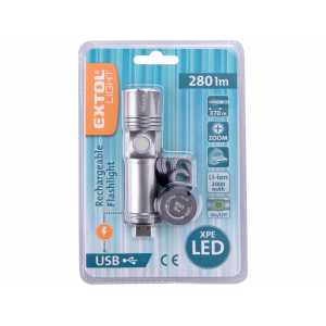 Svietidlo hliníkové nabíjateľné, 280lm, microUSB, EXTOL LIGHT 43141
