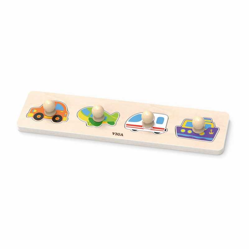 Dřevěné puzzle s úchyty pro nejmenší Viga Transport