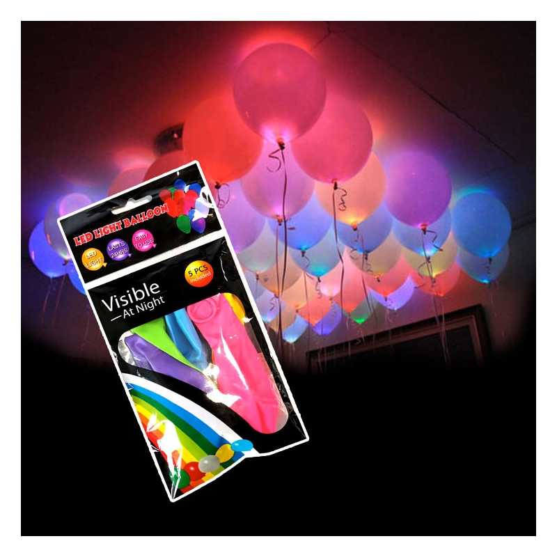 Balónek LED svítící 5 ks Mix barev