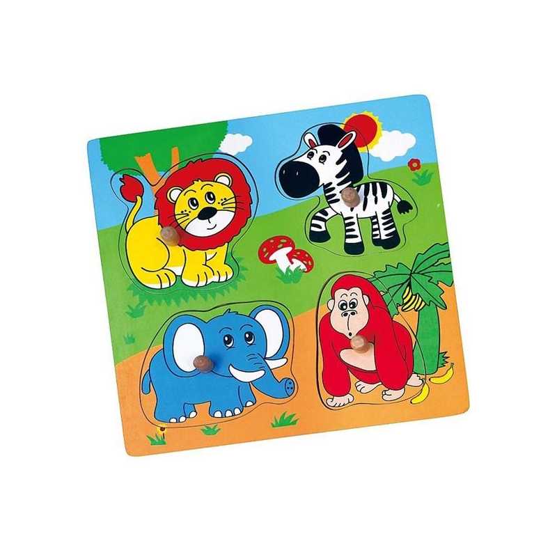 Dětské barevné dřevěné puzzle s úchyty Viga ZOO
