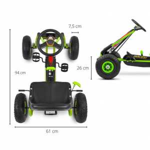 Detská šliapacia motokára Go-kart Milly Mally Thor zelená
