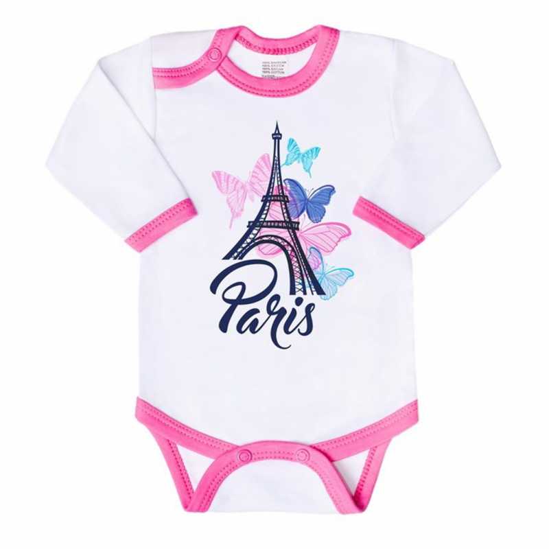 Dojčenské body s dlhým rukávom New Baby Towns ružové, 86