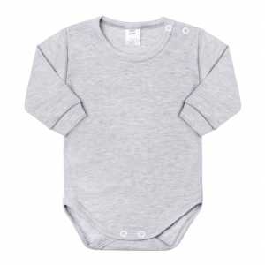 Dojčenské body s dlhým rukávom New Baby sivé, 74