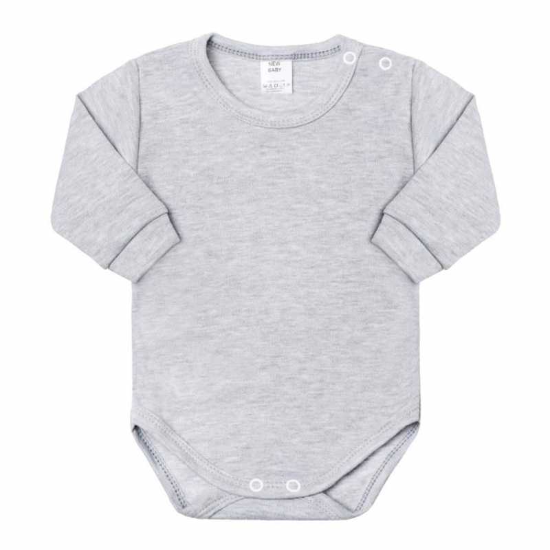 Kojenecké body s dlouhým rukávem New Baby šedé, 86