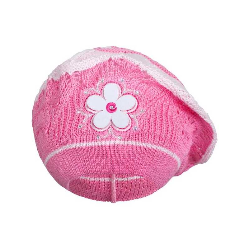 Pletená čepička-baret New Baby tmavě růžová, 104