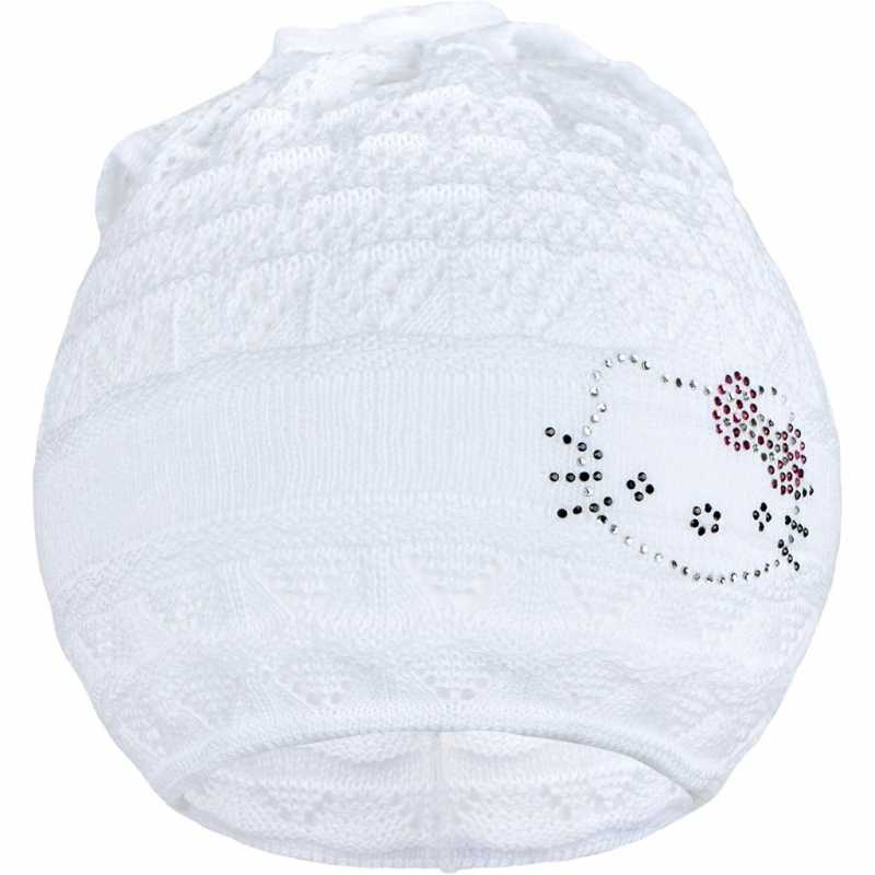 Pletený čepička-šátek New Baby kočička bílá, 104