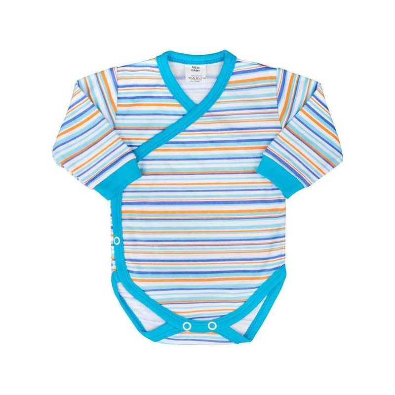 Kojenecké body s dlouhým rukávem celorozepínací New Baby Puppik 2 tyrkysové, 62
