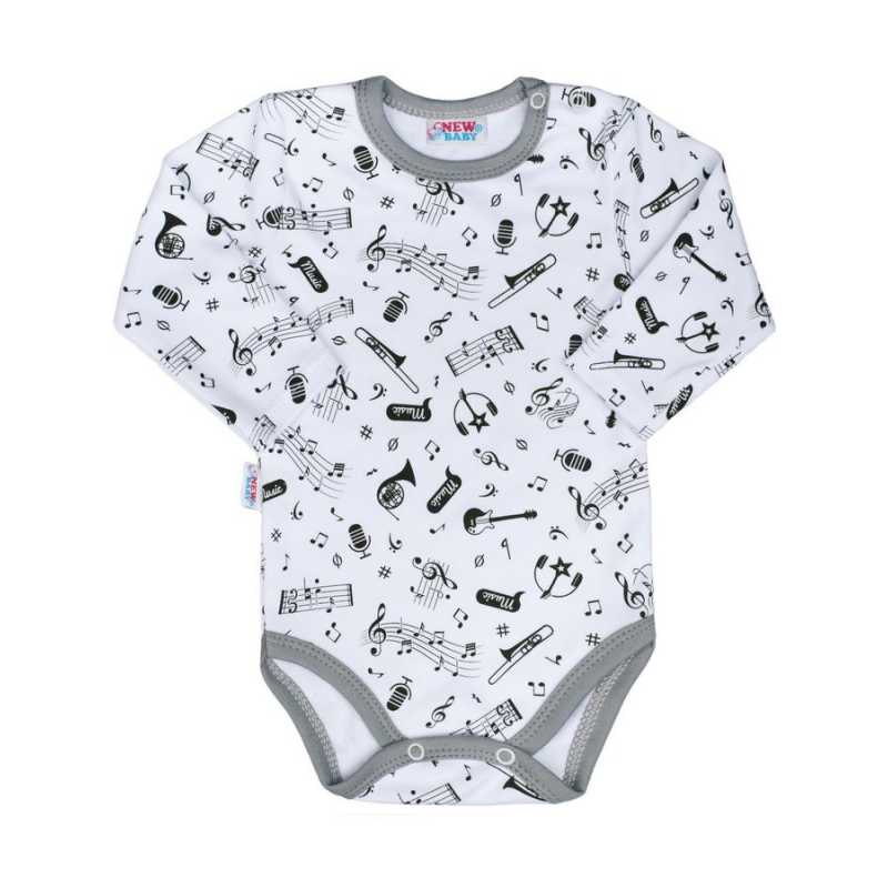 Dojčenské bavlnené body s dlhým rukávom New Baby Music, 74