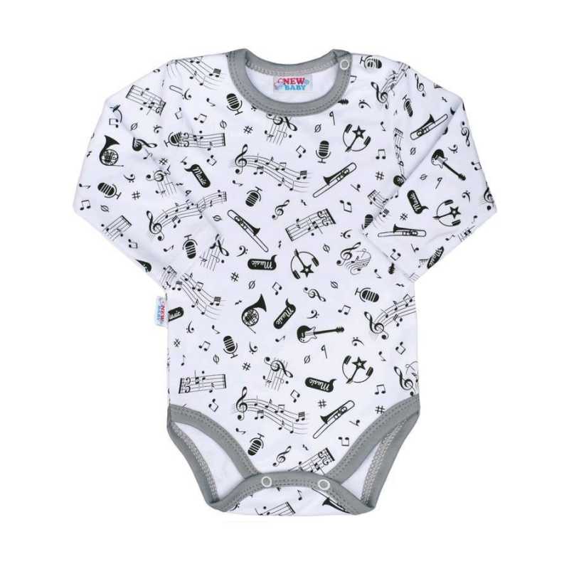 Dojčenské bavlnené body s dlhým rukávom New Baby Music, 80