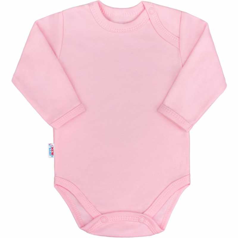 Kojenecké bavlněné body s dlouhým rukávem New Baby Pastel růžové, 62