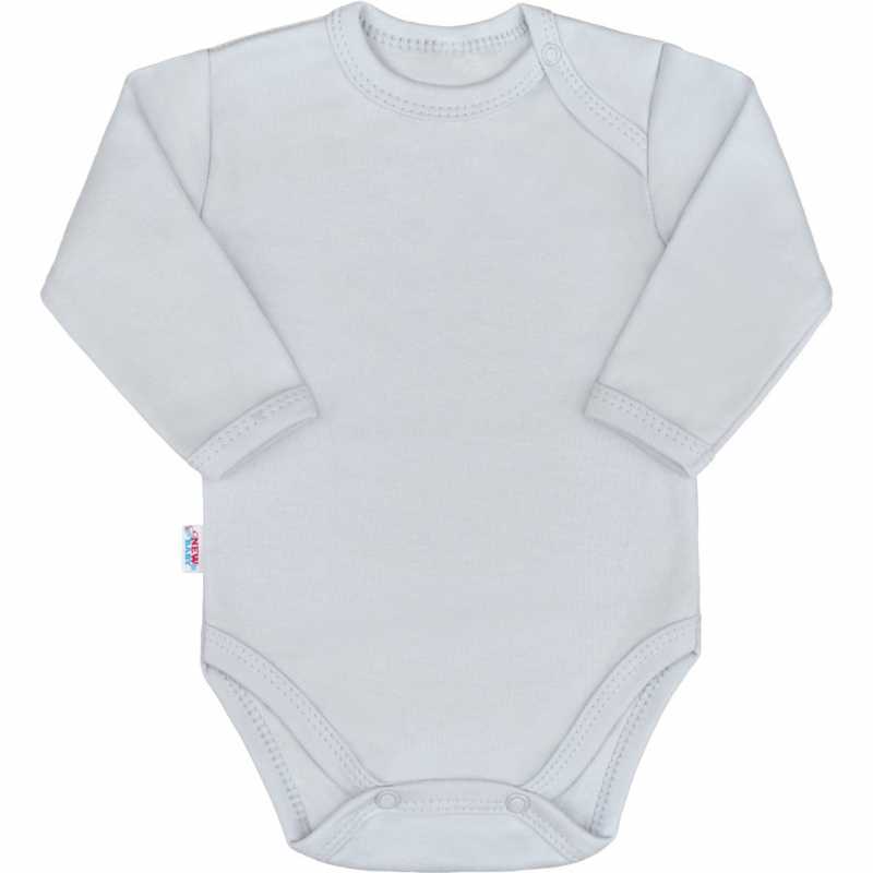 Kojenecké bavlněné body s dlouhým rukávem New Baby Pastel šedé, 62