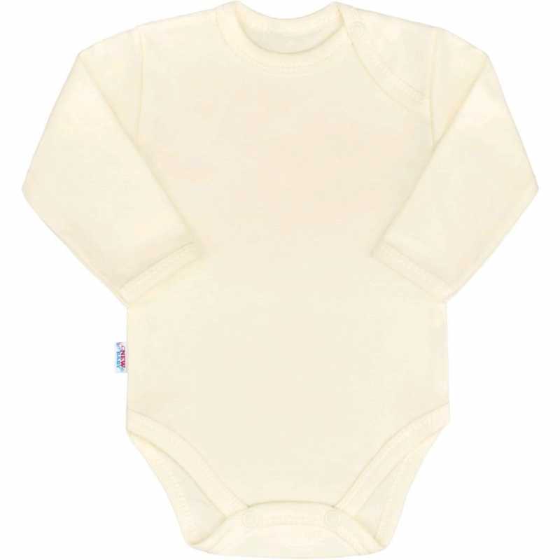Kojenecké bavlněné body s dlouhým rukávem New Baby Pastel béžové, 74