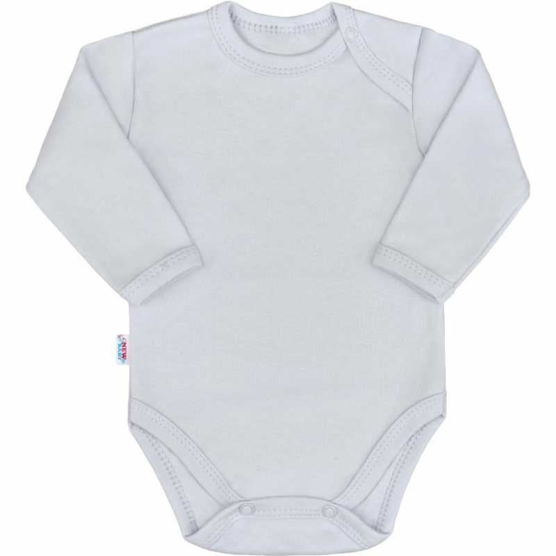 Kojenecké bavlněné body s dlouhým rukávem New Baby Pastel šedé, 74
