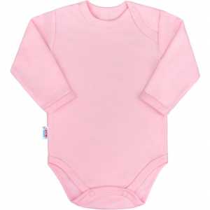 Dojčenské bavlnené body s dlhým rukávom New Baby Pastel ružové, 80