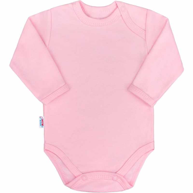Kojenecké bavlněné body s dlouhým rukávem New Baby Pastel růžové, 80