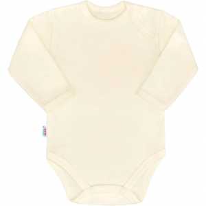 Dojčenské bavlnené body s dlhým rukávom New Baby Pastel béžové, 80