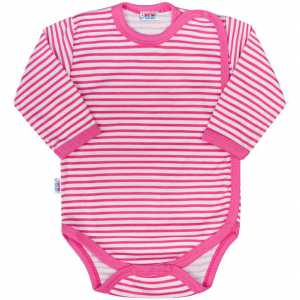 Kojenecké body celorozepínací New Baby Classic II s růžovými pruhy, 50