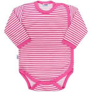 Kojenecké body celorozepínací New Baby Classic II s růžovými pruhy, 68