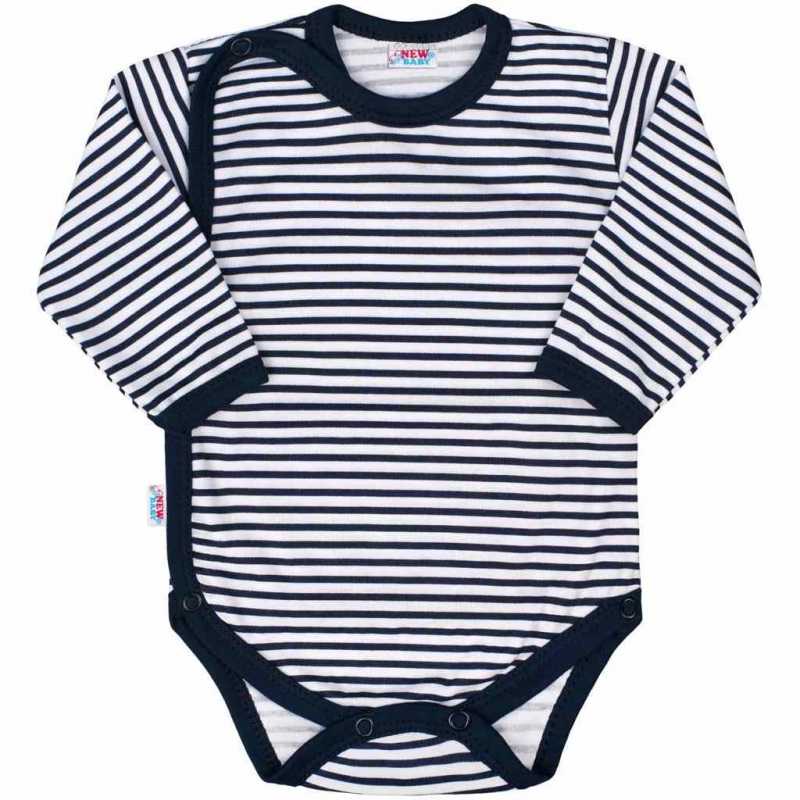 Dojčenské body celorozopínacie New Baby Classic II s modrými pruhmi, 74